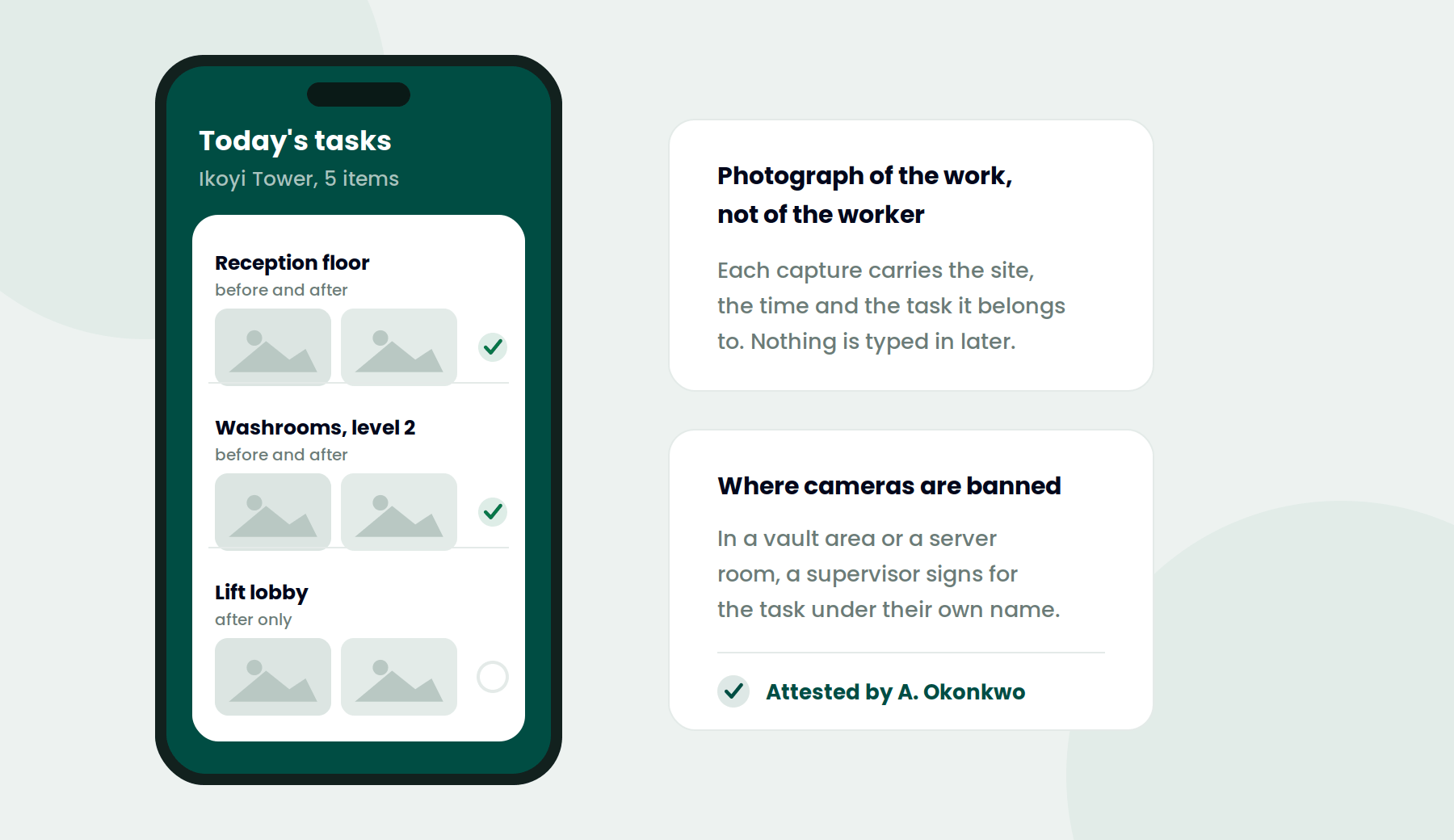 Task checklists with before and after